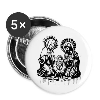 Christmas Family | Jesus, Mary, and Joseph - Buttons small 1''/25 mm (5-pack) - white - Front