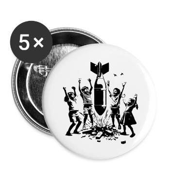 Children dancing, singing and laughing around bomb - Buttons small 1''/25 mm (5-pack) - white - Front