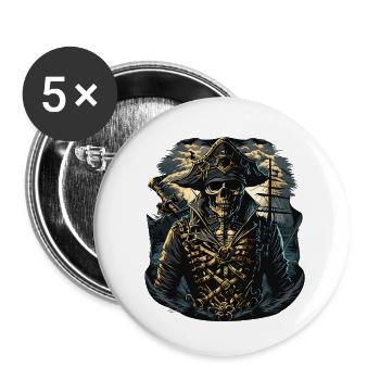 Dead Pirate - Buttons small 1''/25 mm (5-pack) - white - Front