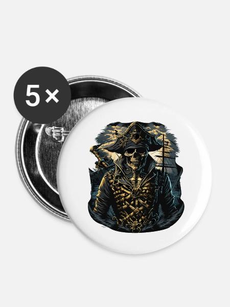 dead pirate - Buttons klein 25 mm (5er Pack) - Weiß