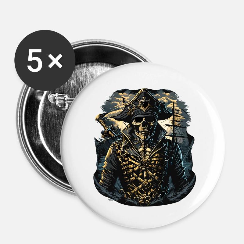 Dead Pirate - Buttons small 1''/25 mm (5-pack) - white