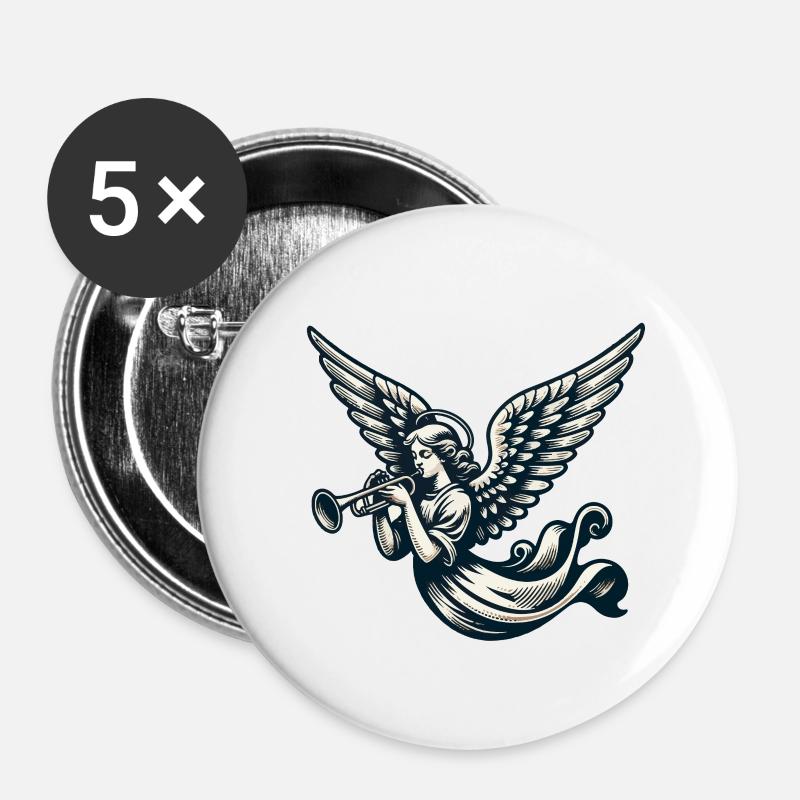 Engelsglanz-Symphonie 👼 - Buttons klein 25 mm (5er Pack) - Weiß