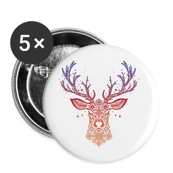 Renne de Noël - Lot de 5 petits badges (25 mm) - blanc - Devant