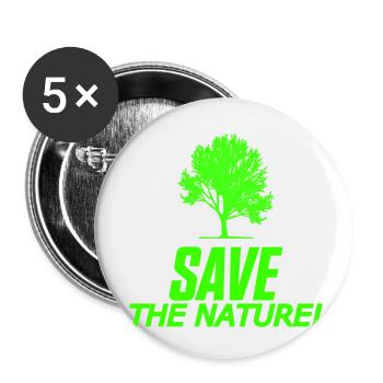 Sauvez la nature - Lot de 5 petits badges (25 mm) - blanc - Devant