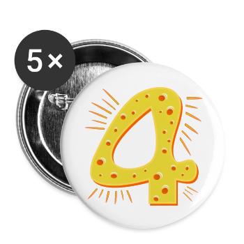 NUMBER 4 years old - CHEESE FOUR-YEAR-OLD - Buttons small 1''/25 mm (5-pack) - white - Front