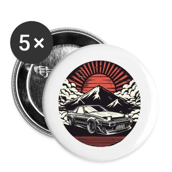 JDM car Japanese Retro Car Racing Drifting Legend - Buttons small 1''/25 mm (5-pack) - white - Front