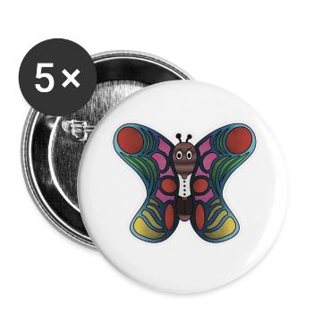 Schmetterling - Buttons klein 25 mm (5er Pack) - Weiß - Vorne