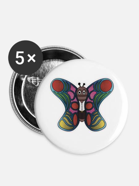Schmetterling - Buttons klein 25 mm (5er Pack) - Weiß