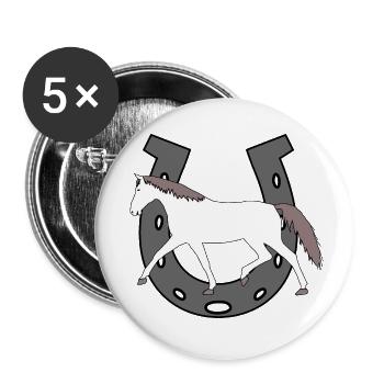 Hufeisen Pferd Reiterin Pferde Pony Schimmel Stute - Buttons klein 25 mm (5er Pack) - Weiß - Vorne
