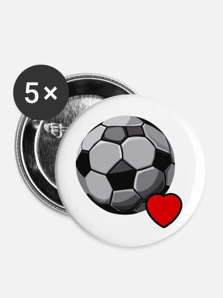 Ich liebe Fußball - Buttons klein 25 mm (5er Pack) - Weiß