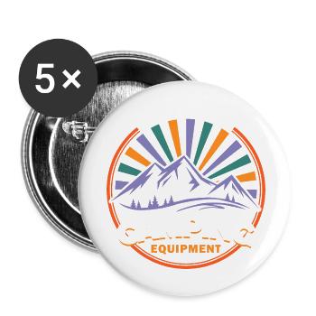 Aventures en plein air - Équipement de camping - Lot de 5 petits badges (25 mm) - blanc - Devant
