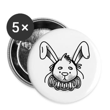 Lapin tatoué en vêtements traditionnels - Lot de 5 petits badges (25 mm) - blanc - Devant