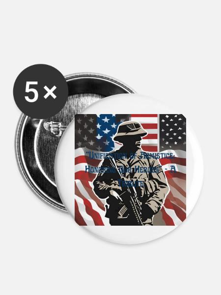 Veteranen, Veteranen, Waffenstillstand. - Buttons klein 25 mm (5er Pack) - Weiß