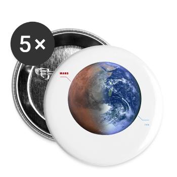 Chemise Mars, Rêvez plus grand et Occupy Mars - Lot de 5 petits badges (25 mm) - blanc - Devant