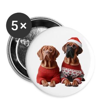 Boxer Hunde Weihnachten Christmas Sweater Geschenk - Buttons klein 25 mm (5er Pack) - Weiß - Vorne