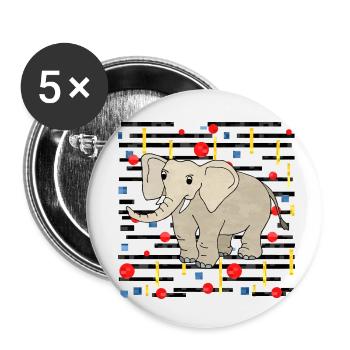 Elefant - Buttons klein 25 mm (5er Pack) - Weiß - Vorne