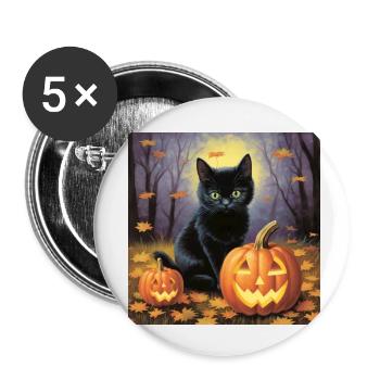 Chat pastel le soir d’Halloween - Lot de 5 petits badges (25 mm) - blanc - Devant