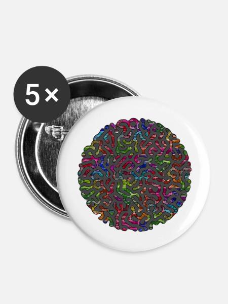 Labyrinth - Buttons klein 25 mm (5er Pack) - Weiß