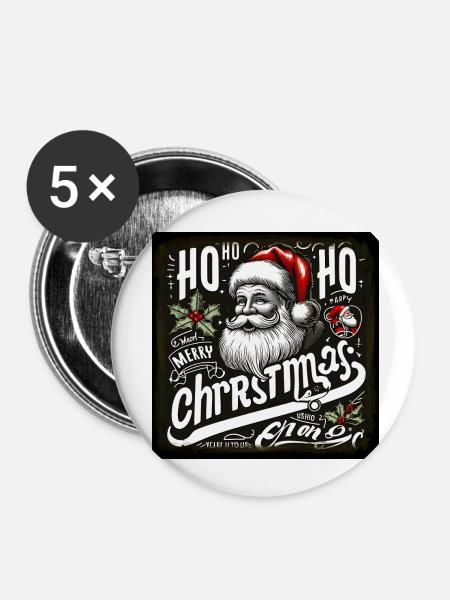 Santa Claus, Weihnachtsmann - Buttons klein 25 mm (5er Pack) - Weiß