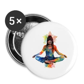 « Joie de la méditation » - Lot de 5 petits badges (25 mm) - blanc - Devant