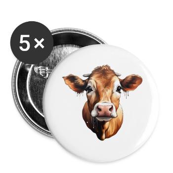 Kuhkopf-Charme: Ländlicher Chic - Buttons klein 25 mm (5er Pack) - Weiß - Vorne