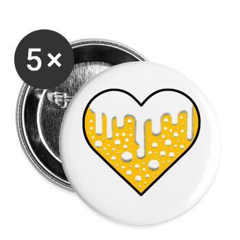 Bier-Liebe | Herz aus Bier - Buttons klein 25 mm (5er Pack) - Weiß - Vorne