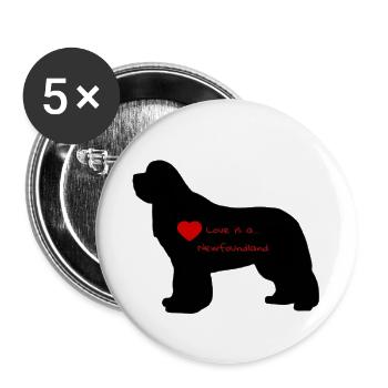 Love is a Newfoundland 014 - Buttons klein 25 mm (5er Pack) - Weiß - Vorne