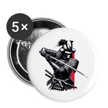 Samouraï - Lot de 5 petits badges (25 mm) - blanc - Devant