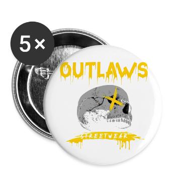 Gesetzlose, Totenkopf, Skalle, Autobahngangs, Biker Club - Buttons klein 25 mm (5er Pack) - Weiß - Vorne