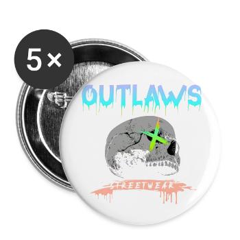 Gesetzlose, Totenkopf, Skalle, Autobahngangs, Biker Club - Buttons klein 25 mm (5er Pack) - Weiß - Vorne