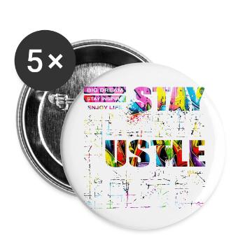 Stay Positive Street Art Urban Spray Vintage Retro - Buttons klein 25 mm (5er Pack) - Weiß - Vorne
