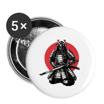 Samouraï - Lot de 5 petits badges (25 mm) - blanc - Devant