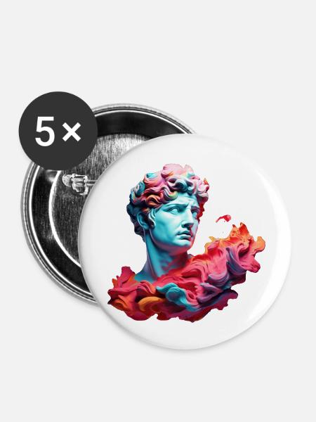 Neon-Psychedelische Büste - Buttons klein 25 mm (5er Pack) - Weiß