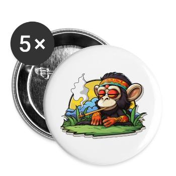 Singe fumant appréciant de se défoncer - Lot de 5 petits badges (25 mm) - blanc - Devant