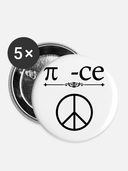 Peace-Formel - Buttons klein 25 mm (5er Pack) - Weiß