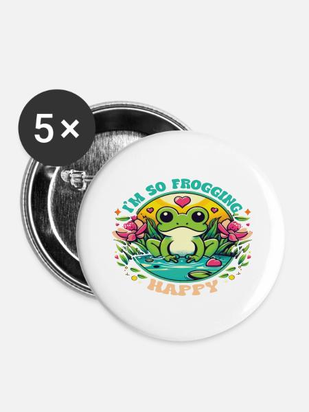 I´m so Frogging Happy - Buttons klein 25 mm (5er Pack) - Weiß