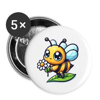 Cartoon Biene 6 - Buttons klein 25 mm (5er Pack) - Weiß - Vorne