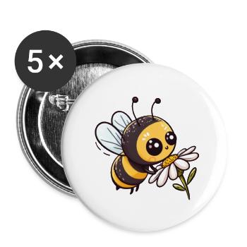 Karikatur Biene 11 - Buttons klein 25 mm (5er Pack) - Weiß - Vorne