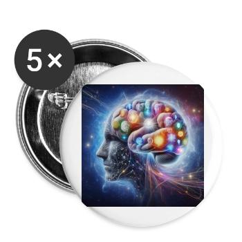 Image 2 - Lot de 5 petits badges (25 mm) - blanc - Devant