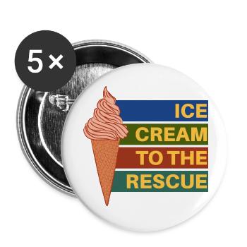 La crème glacée à la rescousse - Lot de 5 petits badges (25 mm) - blanc - Devant