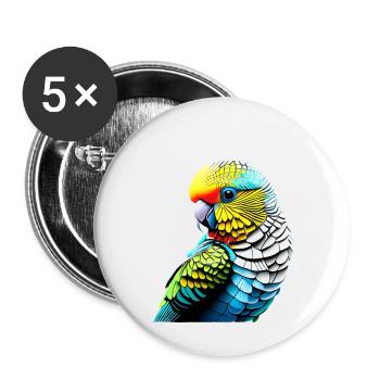 Propriétaire d’oiseau perruche oiseau calopsitte calopsitte - Lot de 5 petits badges (25 mm) - blanc - Devant