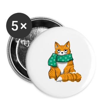 Winterkatze - Buttons klein 25 mm (5er Pack) - Weiß - Vorne