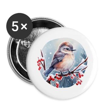Braunkehlchen - Buttons klein 25 mm (5er Pack) - Weiß - Vorne