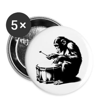 Drummer in Monkey Orchestra StreetArt Banksy Style - Buttons small 1''/25 mm (5-pack) - white - Front