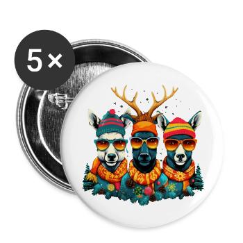 Merry Christmas Ugly - Buttons klein 25 mm (5er Pack) - Weiß - Vorne