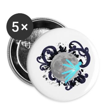 Nachtmond mit schnörkel und Märchenfigur, damen - Buttons klein 25 mm (5er Pack) - Weiß - Vorne