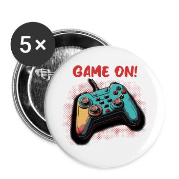 Game on - Buttons klein 25 mm (5er Pack) - Weiß - Vorne