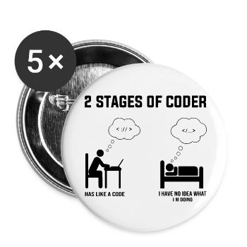 2 Stages Of Coder - Gift Idea Humor Code Coding - Buttons small 1''/25 mm (5-pack) - white - Front
