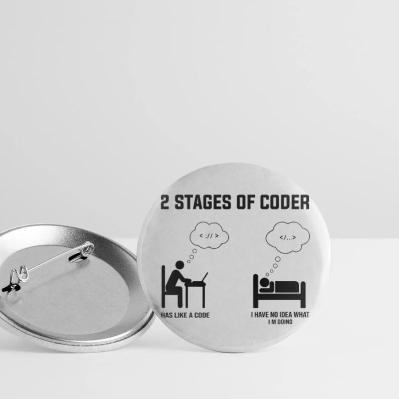2 étapes du codeur - Idée cadeau Codage de code d’humour Lot de 5 petits badges (25 mm)