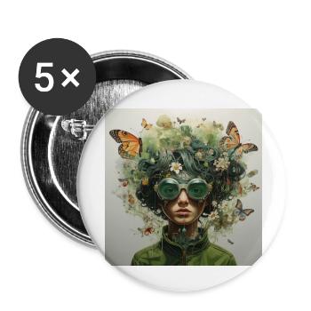 Monde vert - Lot de 5 petits badges (25 mm) - blanc - Devant